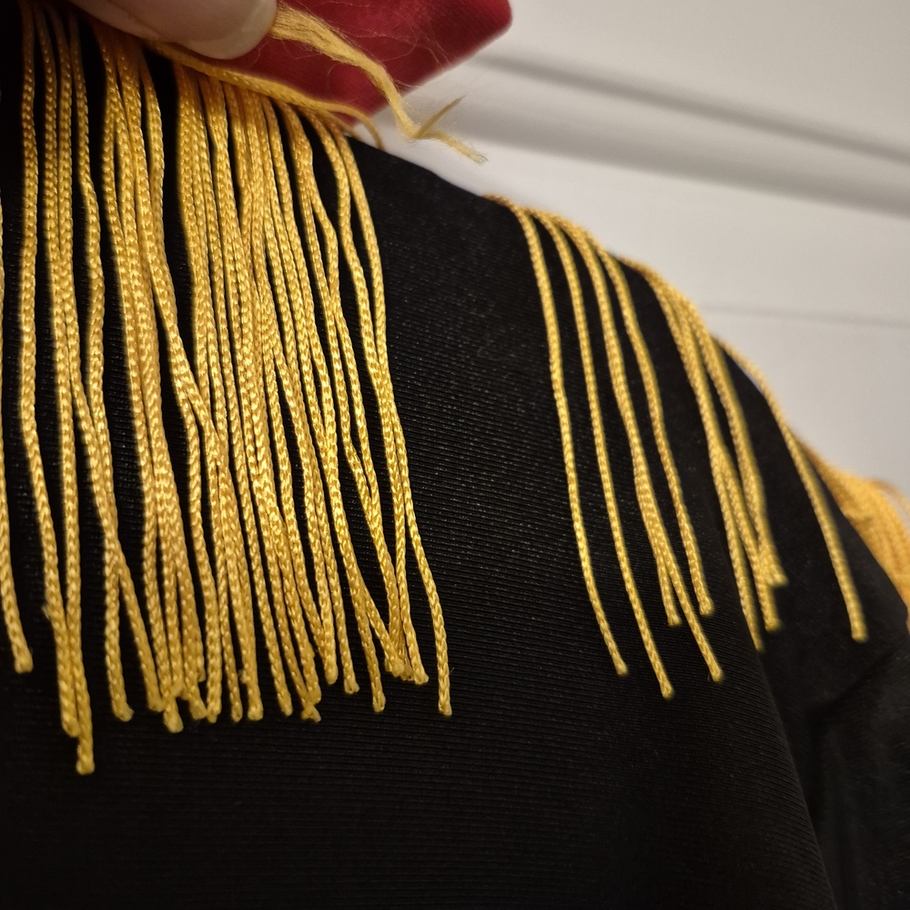 Black and Red Women's Jacket with Gold Accents - Picture 6 of 10